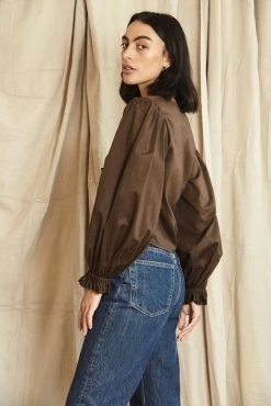 Mahsa | Gala Blouse - Cotton Voile Cacao -Acler Shop Mahsa Gala Blouse Cotton Voile Cacao 10 scaled