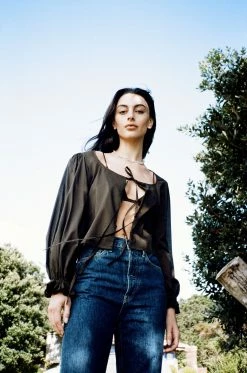 Mahsa | Gala Blouse - Cotton Voile Cacao -Acler Shop Mahsa Gala Blouse Cotton Voile Cacao 13 scaled