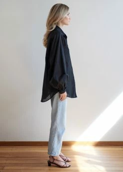 Mahsa | Billow Sleeve Shirt - Cotton Black -Acler Shop Mahsa BillowSleeveShirt CottonVoile Black Side 840x.progressive ebf23952 9501 482a 80db e749efc9a43e