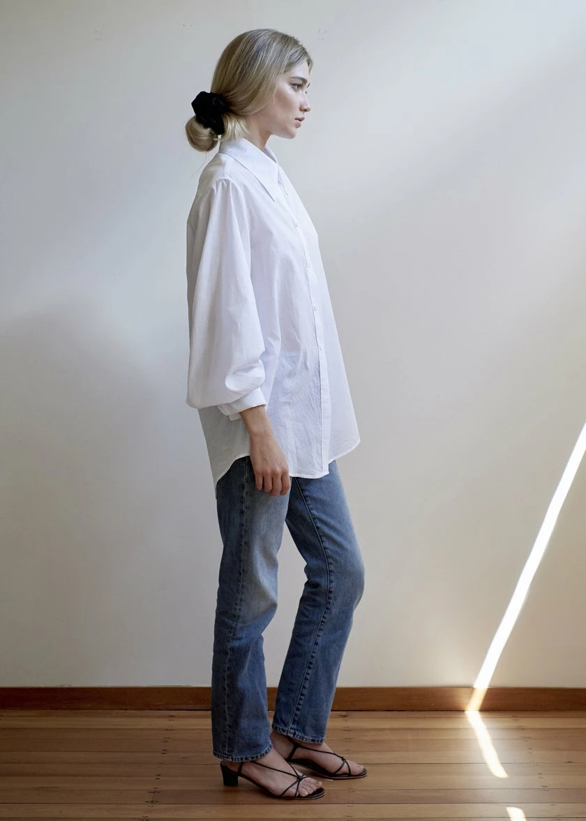 Mahsa | Billow Sleeve Shirt - Cotton White 2 Mahsa | Billow Sleeve Shirt - Cotton White - Image 2