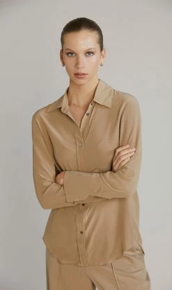 Laing | Mia Silk Shirt - Biscuit