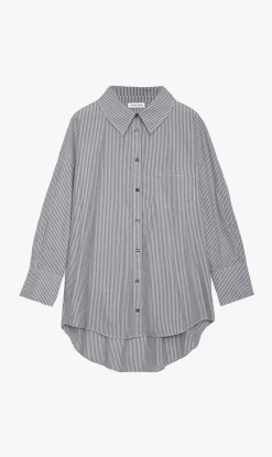 Anine Bing | Mika Shirt - Grey And White Stripe
