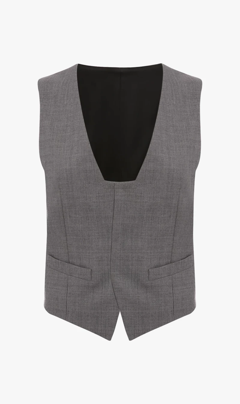 Victoria Beckham | Waistcoat - Grey Melange 1 Victoria Beckham | Waistcoat - Grey Melange