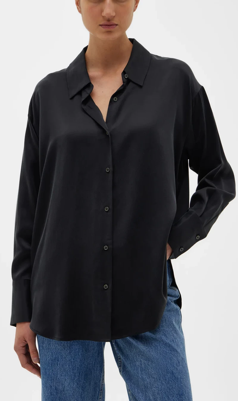 Assembly Label | Ena Silk Shirt - Black 1 Assembly Label | Ena Silk Shirt - Black