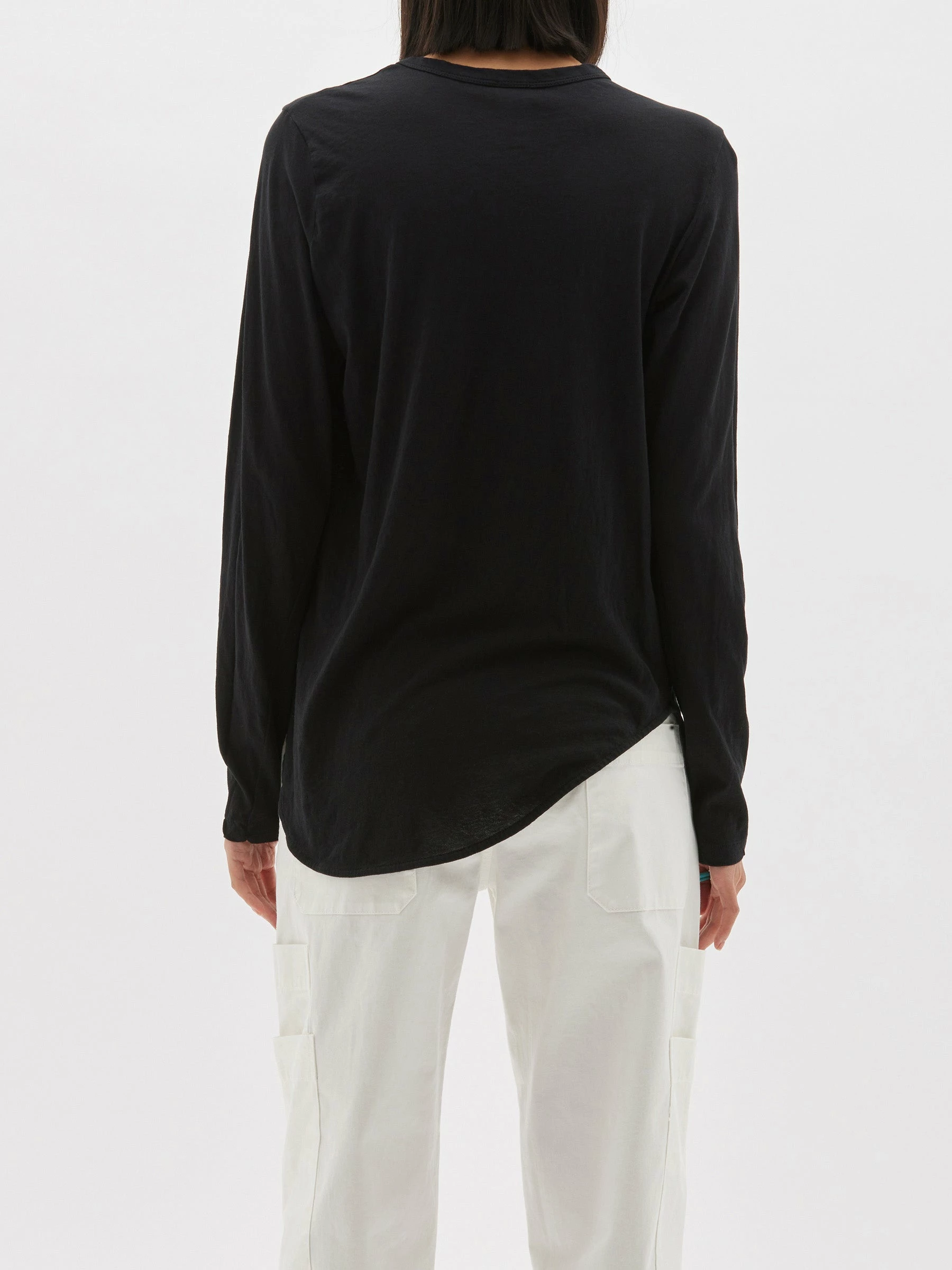 Bassike | Regular Scoop Hem Long Sleeve T.Shirt - Black 5 Bassike | Regular Scoop Hem Long Sleeve T.Shirt - Black - Image 5