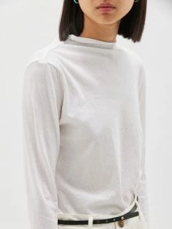 Bassike | Raised Neck LS Shirt - White 7 Bassike | Raised Neck LS Shirt - White -Acler Shop PC19WJT145regularfitraisednecktshirtwhite front detail 2000x 5b4f5670 b439 4adb 9e6e 4a5ab6206e6b