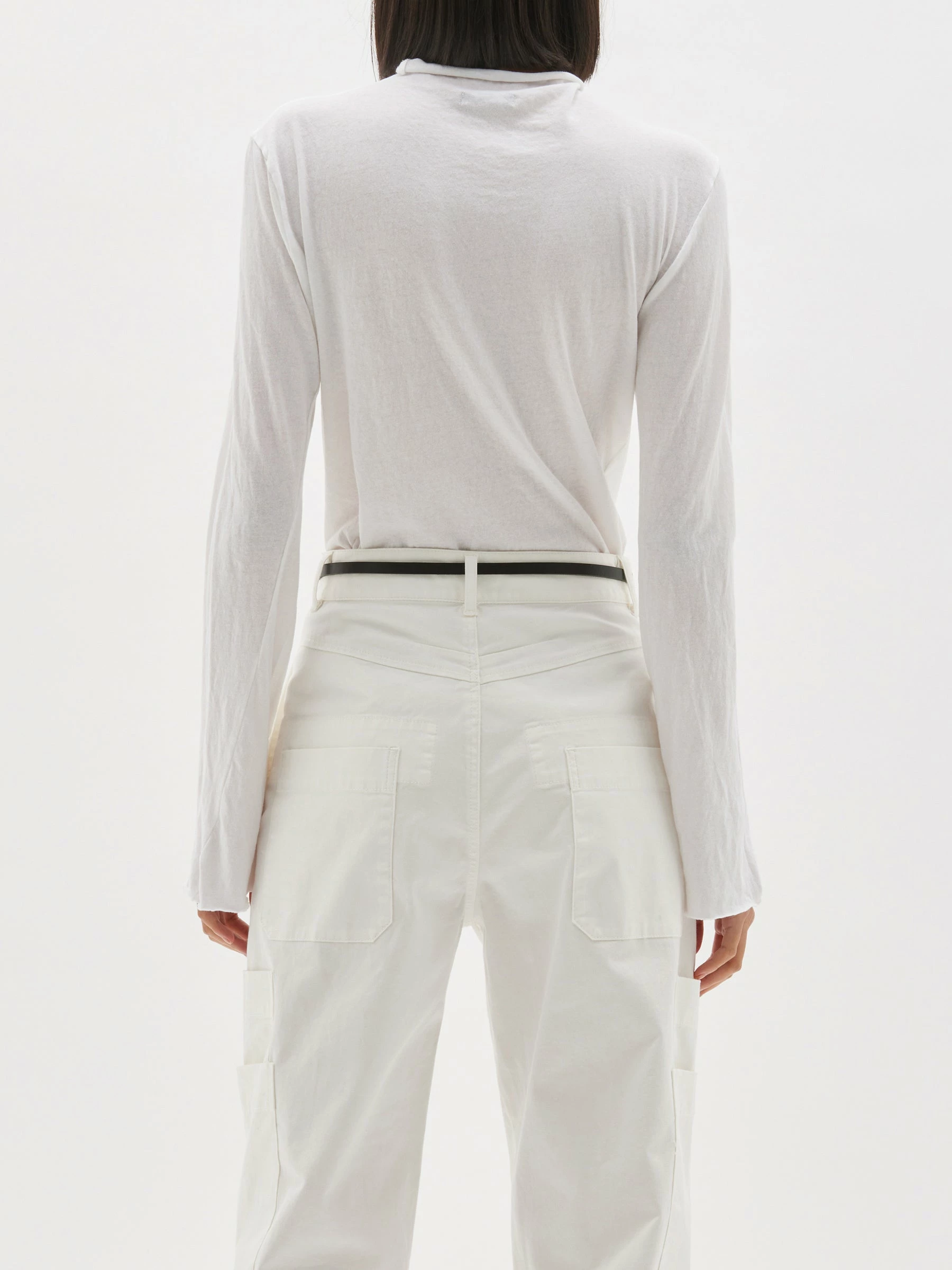 Bassike | Raised Neck LS Shirt - White 5 Bassike | Raised Neck LS Shirt - White - Image 5