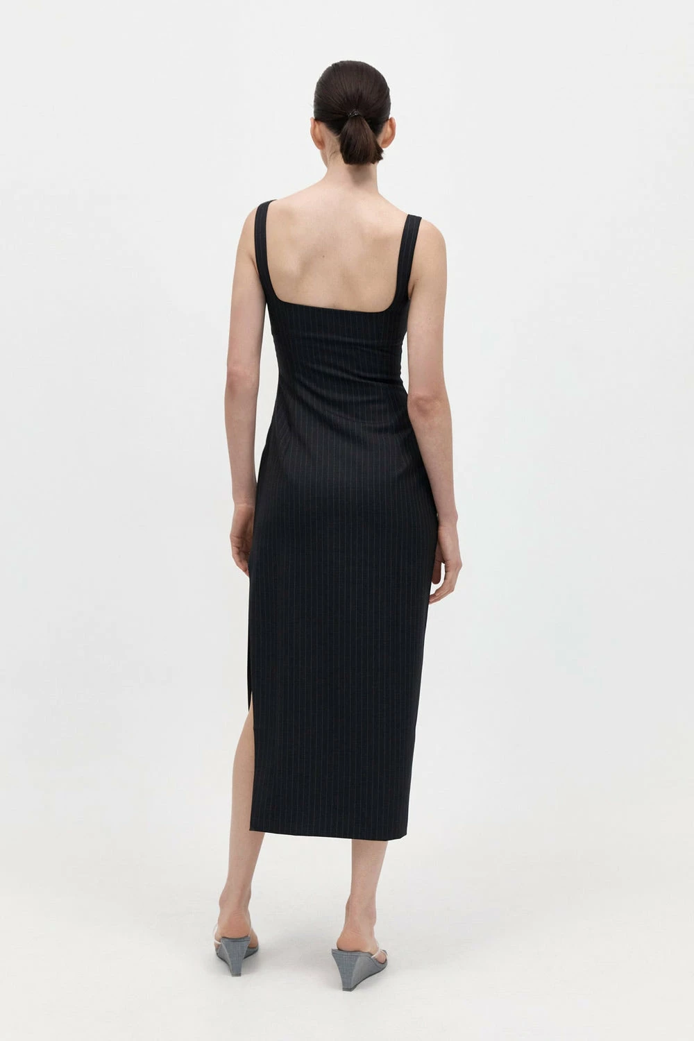 ST AGNI St. Agni | Pinstripe Midi Dress - Black 5 ST AGNI St. Agni | Pinstripe Midi Dress - Black - Image 5