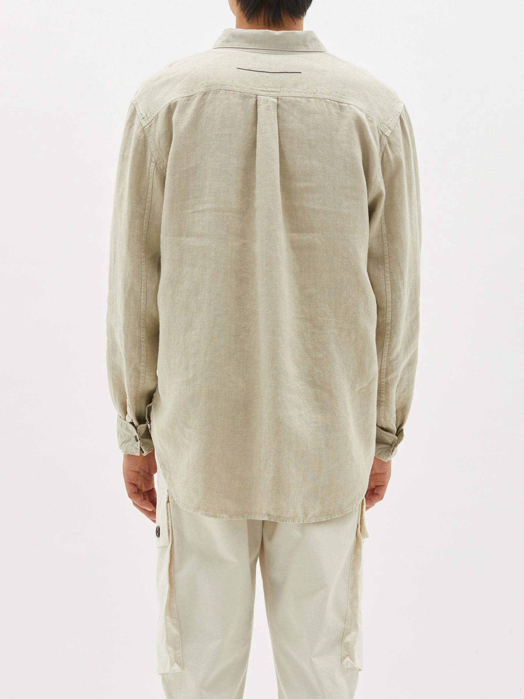 Bassike Mens | Linen Beach Shirt - Washed Stone 6 Bassike Mens | Linen Beach Shirt - Washed Stone - Image 6