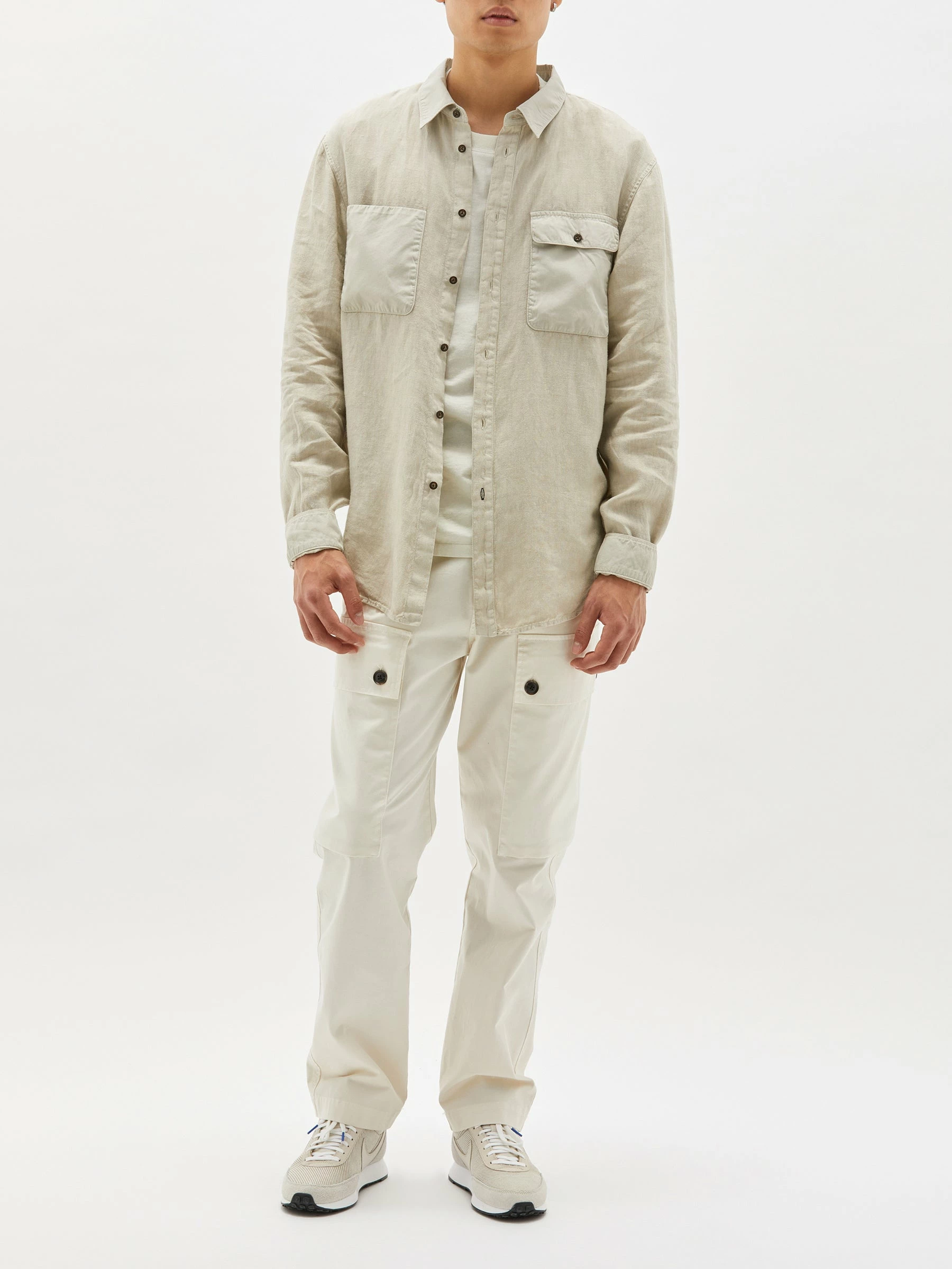 Bassike Mens | Linen Beach Shirt - Washed Stone 2 Bassike Mens | Linen Beach Shirt - Washed Stone - Image 2