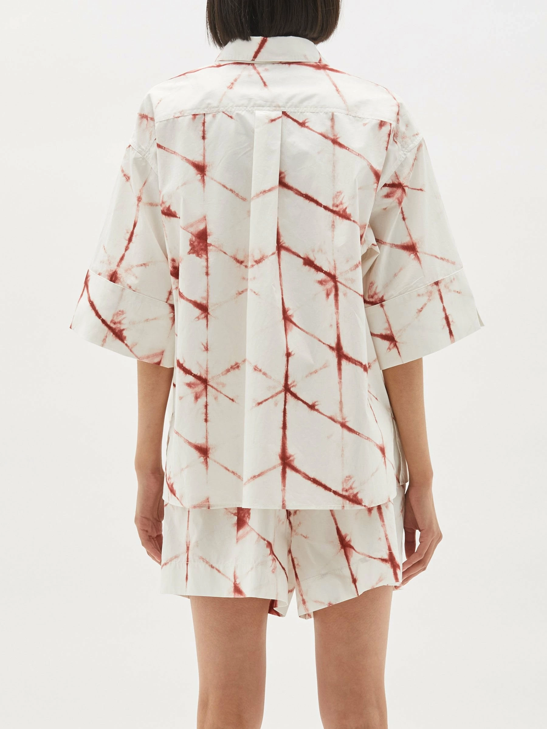 Bassike | Printed Boxy Cotton Short Sleeve Shirt - Redwood 5 Bassike | Printed Boxy Cotton Short Sleeve Shirt - Redwood - Image 5