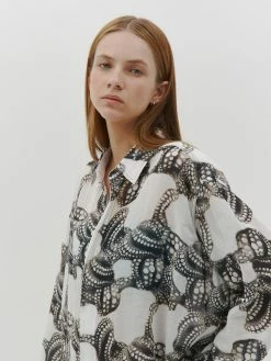 Bassike | Printed Cinched Waist Shirt - Black/White -Acler Shop R23WFT189 printed cinched waist shirt black white 1034 2000x 3d72678b 3eed 4979 99ca dad32f5574dc