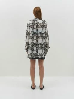 Bassike | Printed Cinched Waist Shirt - Black/White -Acler Shop R23WFT189 printed cinched waist shirt black white 1046 2000x d5953dd3 c742 439a ab9d bc6a526fcb41