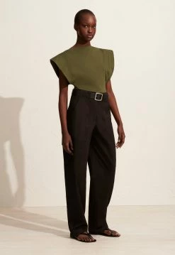 Matteau | Boat Neck Tee - Khaki -Acler Shop S14 BOAT NECK TEE UTILITY TROUSER KHAKI 22526 Matteau D2 0840