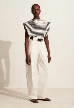 Matteau | Boat Neck Tee - Navy/White 8 Matteau | Boat Neck Tee - Navy/White -Acler Shop S20 BRETON BOAT NECK TEE UTILITY TROUSER NAVY WHITE 22526 Matteau D2 1392