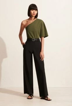Matteau | One Shoulder Tee - Khaki -Acler Shop S27 One Shoulder Tee Relaxed Tailored Trouser Oregano 22251 Matteau D4 1419