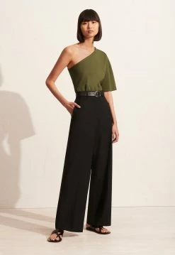Matteau | One Shoulder Tee - Khaki -Acler Shop S27 One Shoulder Tee Relaxed Tailored Trouser Oregano 22251 Matteau D4 1432