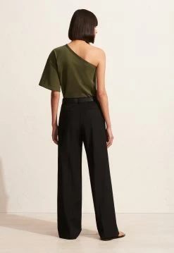 Matteau | One Shoulder Tee - Khaki -Acler Shop S27 One Shoulder Tee Relaxed Tailored Trouser Oregano 22251 Matteau D4 1480