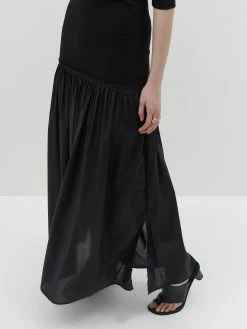 BASSIKE | Contrast Gathered Skirt - Black -Acler Shop SS22WFB49 contrast gathered cotton skirt black DETAIL1 2000x eebdc1a8 ab4d 47b8 9485 7ccc12887df0