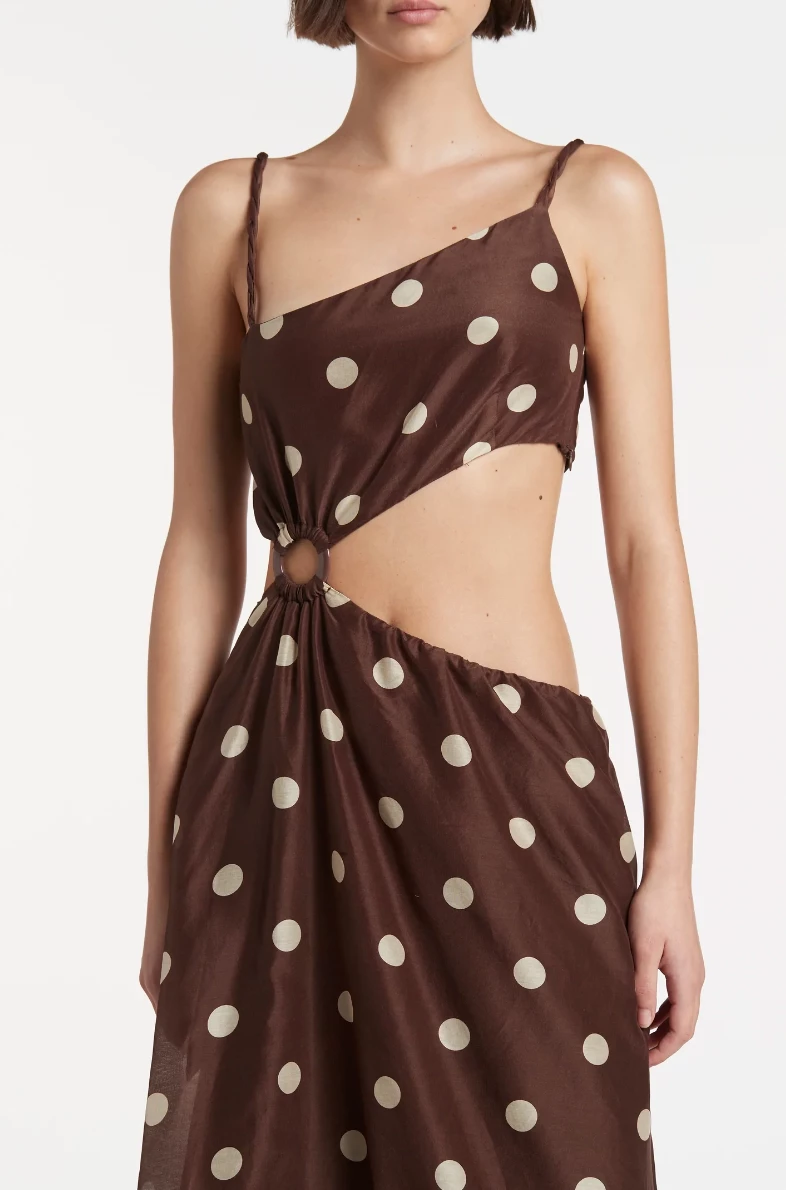 SIR THE LABEL | Vivi Asymmetrical Cut Out Dress - Marlon Polka Dot 2 SIR THE LABEL | Vivi Asymmetrical Cut Out Dress - Marlon Polka Dot - Image 2