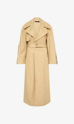 Bassike | Slubbed Tab Detail Trench - Hemp Seed