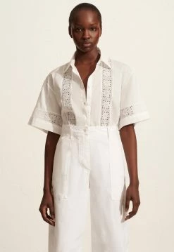 Matteau | Broderie Trim Shirt - White -Acler Shop The Embroidered Short Sleeve Short Relaxed Cargo Pant White 1 1440x be5a4316 45be 4a56 828f 025581fe37d4