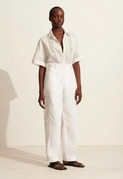 Matteau | Broderie Trim Shirt - White -Acler Shop The Embroidered Short Sleeve Short Relaxed Cargo Pant White 4 1440x 36c43927 7108 41e8 b92e 6d443b863dc8