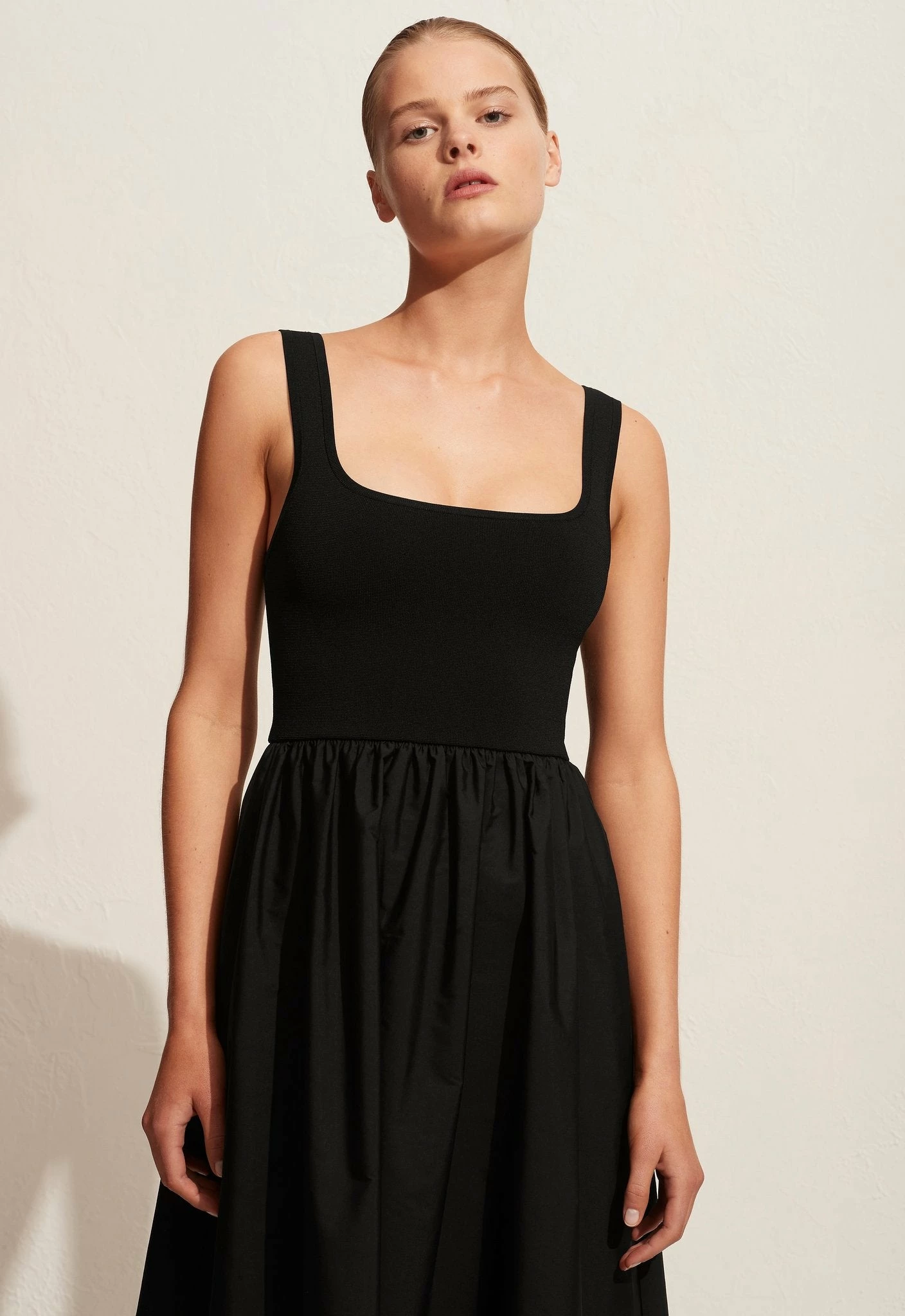 Matteau | Knit And Cotton Dress - Black 2 Matteau | Knit And Cotton Dress - Black - Image 2