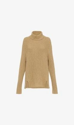 Bassike | Cotton Linen Turtleneck Knit - Hemp Seed
