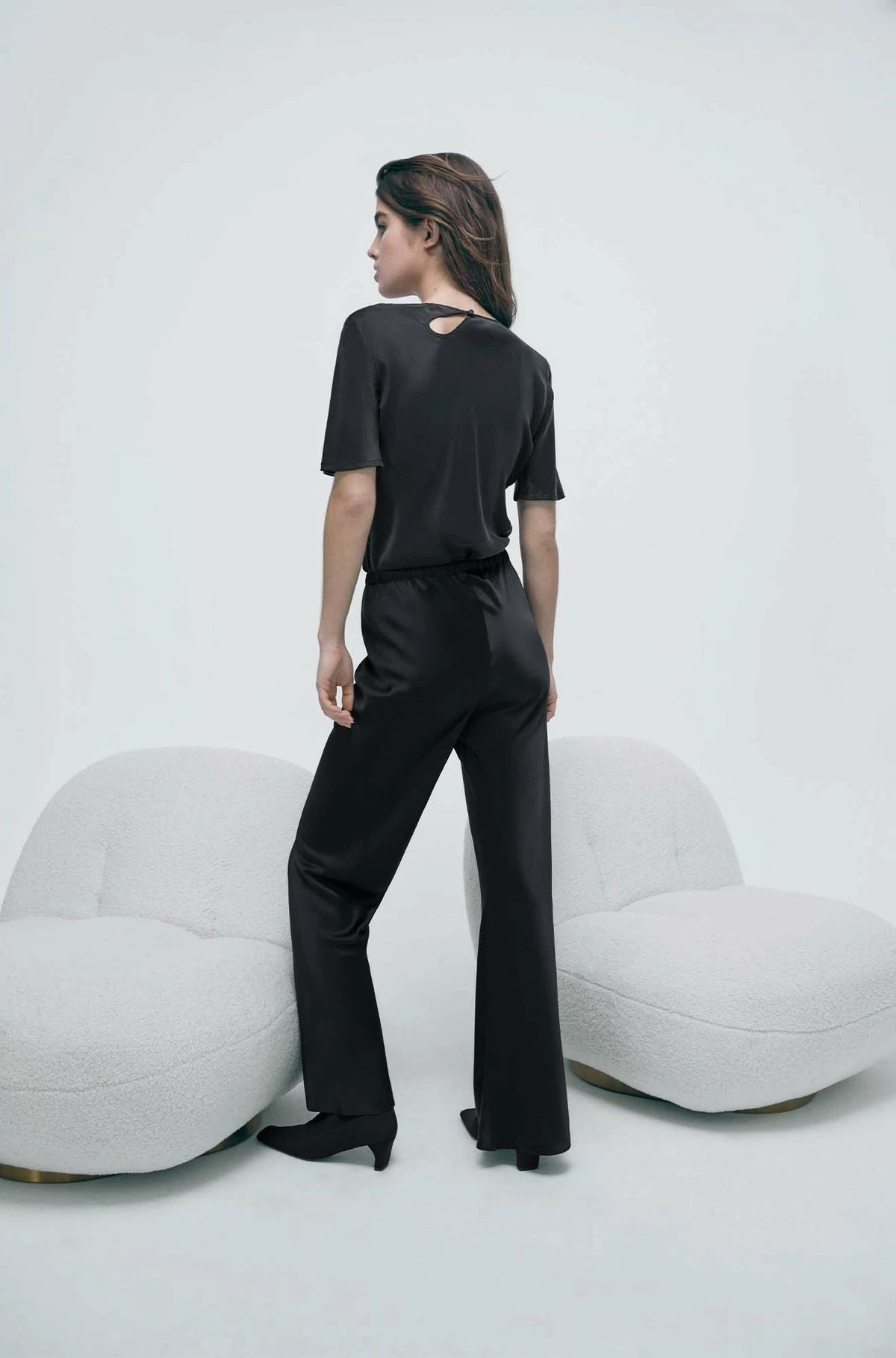 Silk Laundry | Bias Cut Short Sleeve Top - Black 4 Silk Laundry | Bias Cut Short Sleeve Top - Black - Image 4