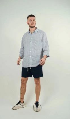 Kore Studios | Amalfi Linen Shirt - Night Stripe