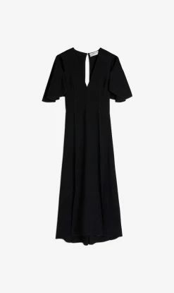 Victoria Beckham | Keyhole Detail V Neck Midi Dress - Black