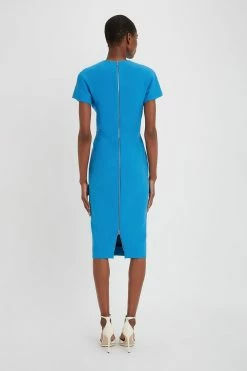 Victoria Beckham | Spiral Seam T.Shirt Fitted Dress - Sky Blue -Acler Shop VictoriaBeckham SpiralSeamT ShirtFittedInSkyBlue SKYBLUE 1223WDR004572A 2700 4050 247 WHITE LR HR Back Model4 JPG 1500x b7bfbec7 b295 47ac b5d3 3511d89ceea7