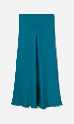 Silk Laundry | Long Bias Cut Skirt - Peacock