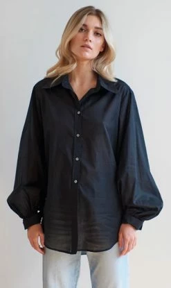 Mahsa | Billow Sleeve Shirt - Cotton Black