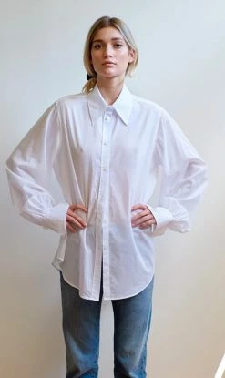 Mahsa | Billow Sleeve Shirt - Cotton White