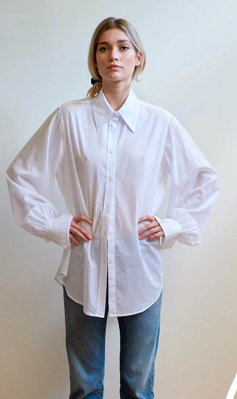 Mahsa | Billow Sleeve Shirt - Cotton White 1 Mahsa | Billow Sleeve Shirt - Cotton White