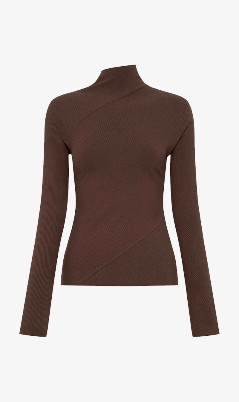 Camilla And Marc | Magnolia Rib Top - Chocolate 1 Camilla And Marc | Magnolia Rib Top - Chocolate