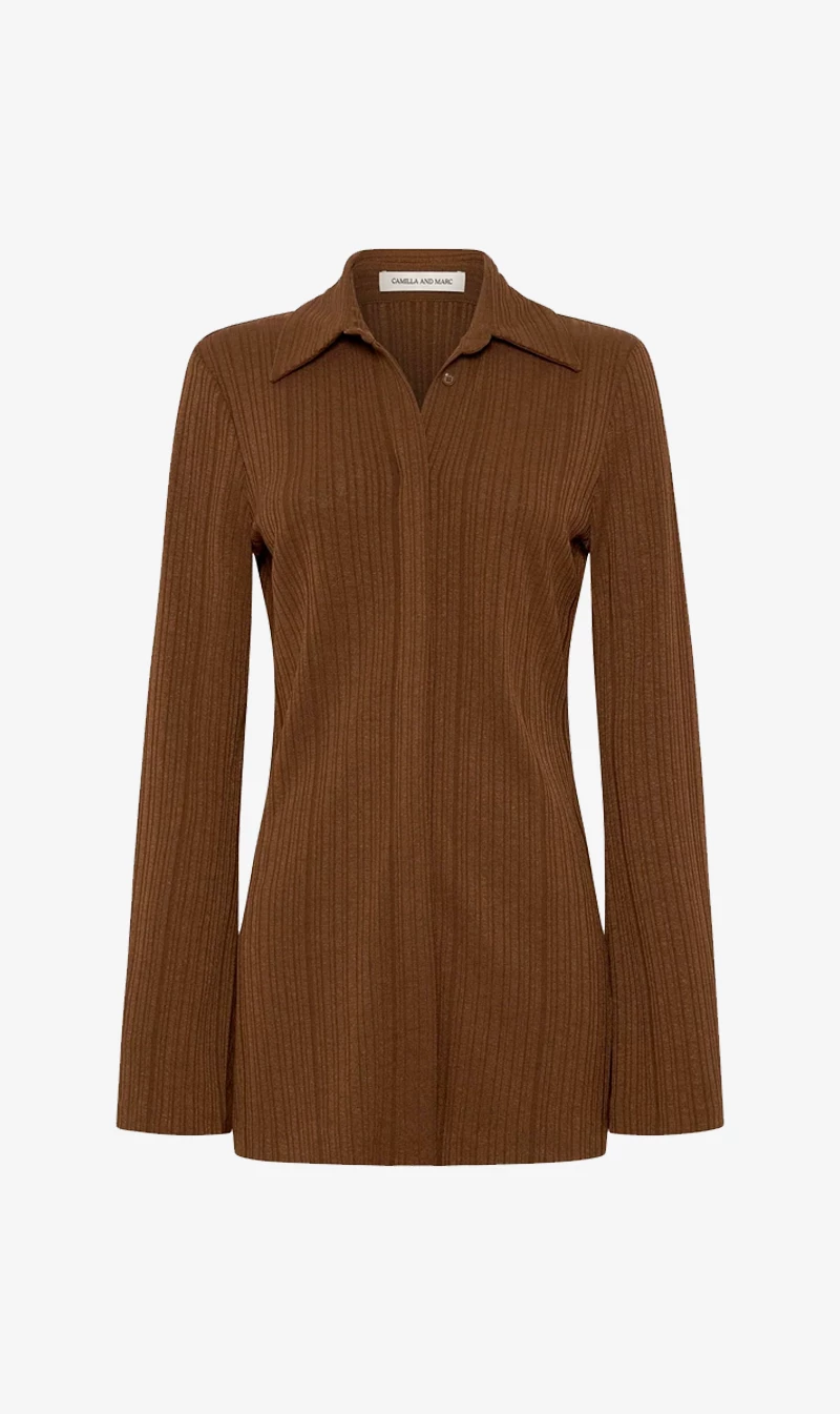 Camilla And Marc | Lumi Long Sleeve Shirt - Walnut 1 Camilla And Marc | Lumi Long Sleeve Shirt - Walnut