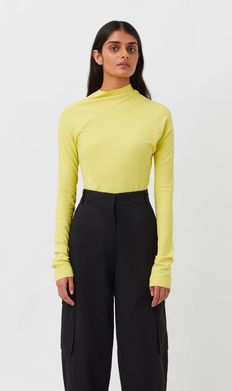 Camilla And Marc | Magnolia Rib Top - Citron 1 Camilla And Marc | Magnolia Rib Top - Citron