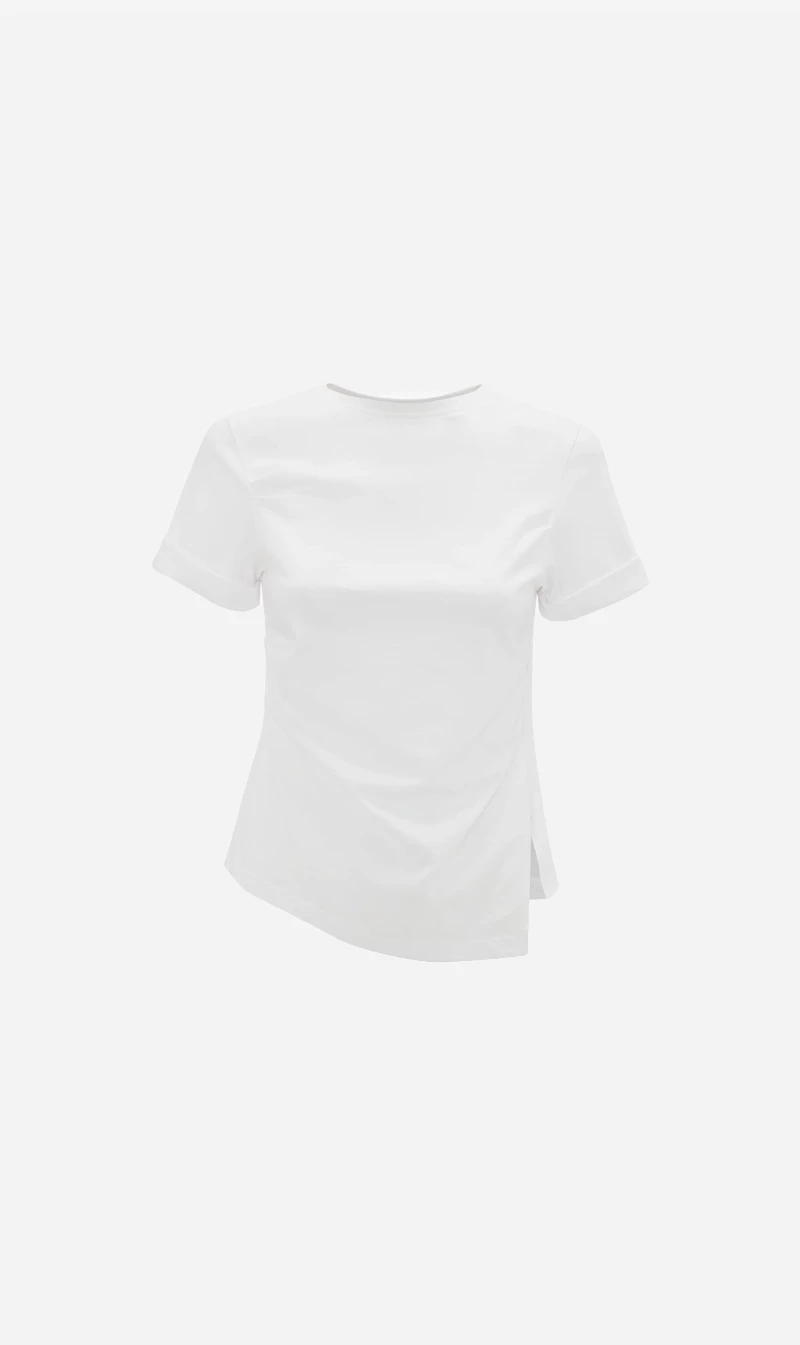 Victoria Beckham | Draped Crop Tee - White 1 Victoria Beckham | Draped Crop Tee - White