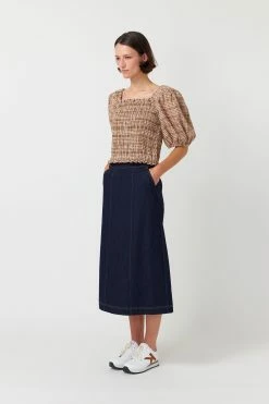 Kate Sylvester | Gingham Shirred Top - Caramel -Acler Shop ginghamshirredtopcaramel1 0159 1440x 743042b2 988f 41a4 9943 7c9940a698ef