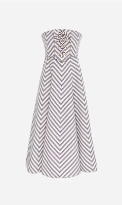 Zimmermann | High Tide Laced Midi Dress - Navy/Cream