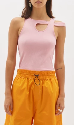 Bassike | Crossover Detail Rib Tank - Lotus