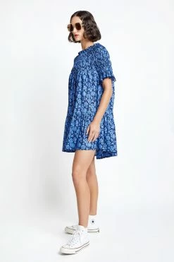 Karen Walker | Mini Orestes Dress - Navy / Cornflower 5 Karen Walker | Mini Orestes Dress - Navy / Cornflower -Acler Shop mini orestes organic cotton dress navycornflower 42273 01 0141655001670965481