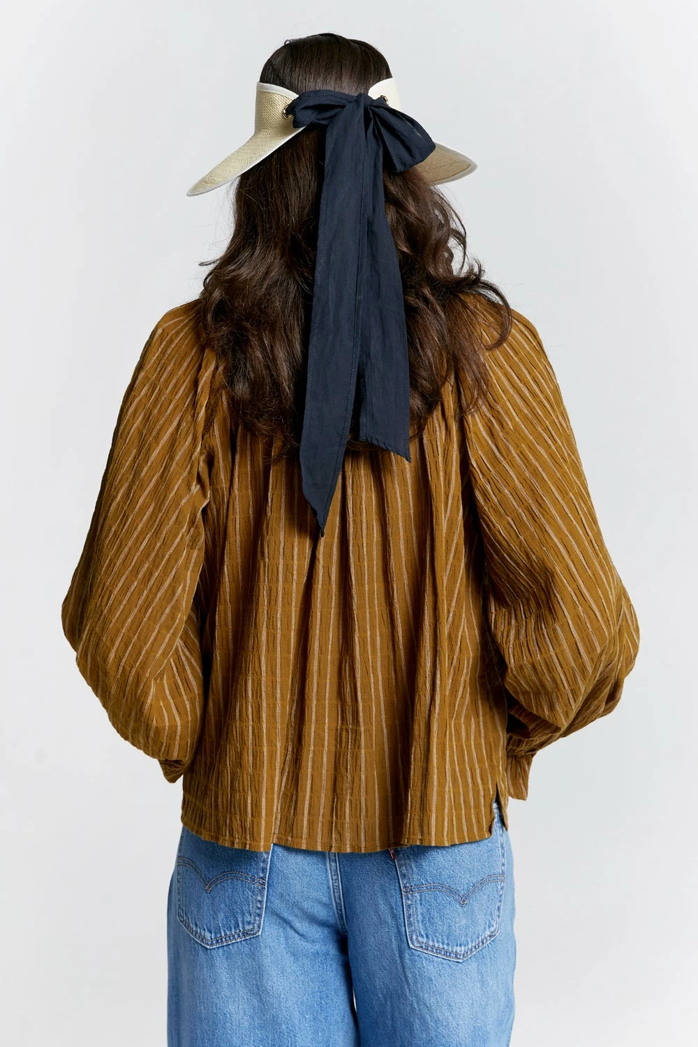 Karen Walker | Ornamental Blouse - Stripe Khaki 3 Karen Walker | Ornamental Blouse - Stripe Khaki - Image 3
