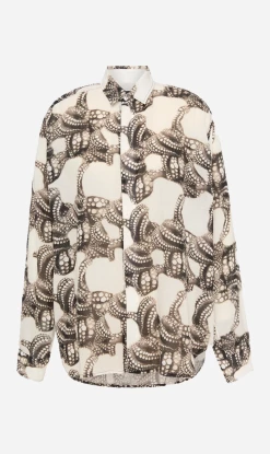 Bassike | Printed Cinched Waist Shirt - Black/White