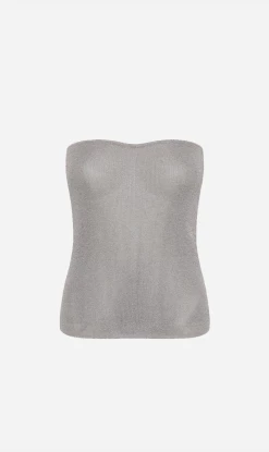 St Agni | 90's Strapless Sheer Knit Top - Light Grey