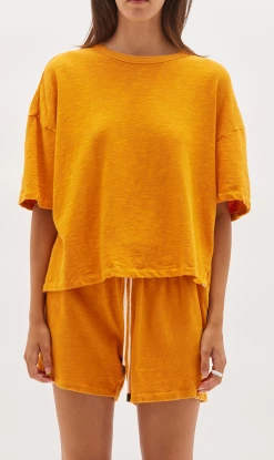 Bassike | Slouch Rib Htg T.shirt - Tangerine