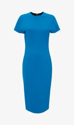 Front Page 52 Victoria Beckham | Spiral Seam T.Shirt Fitted Dress - Sky Blue